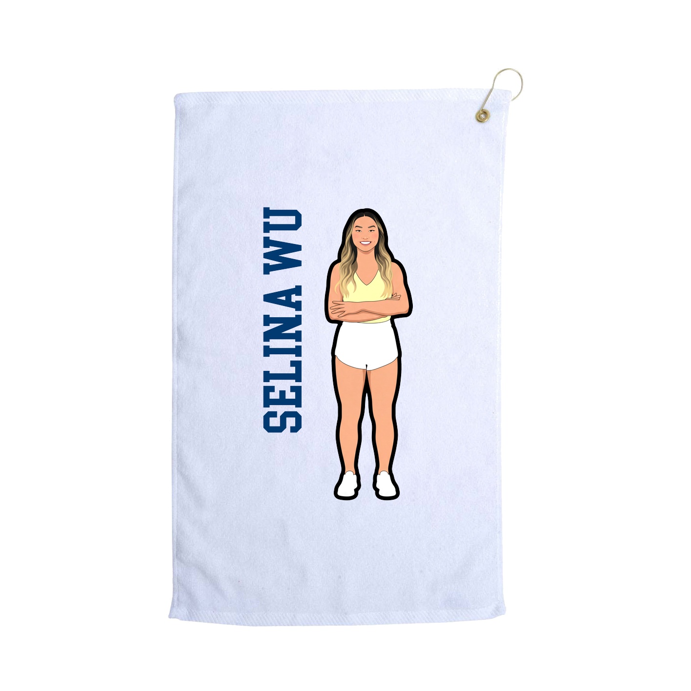Golf Towel — Name Vertical in White