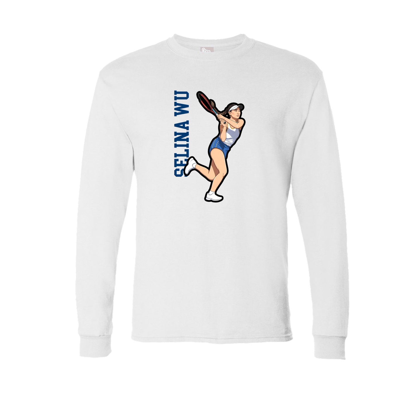 Long Sleeve Tee — Name Vertical in White