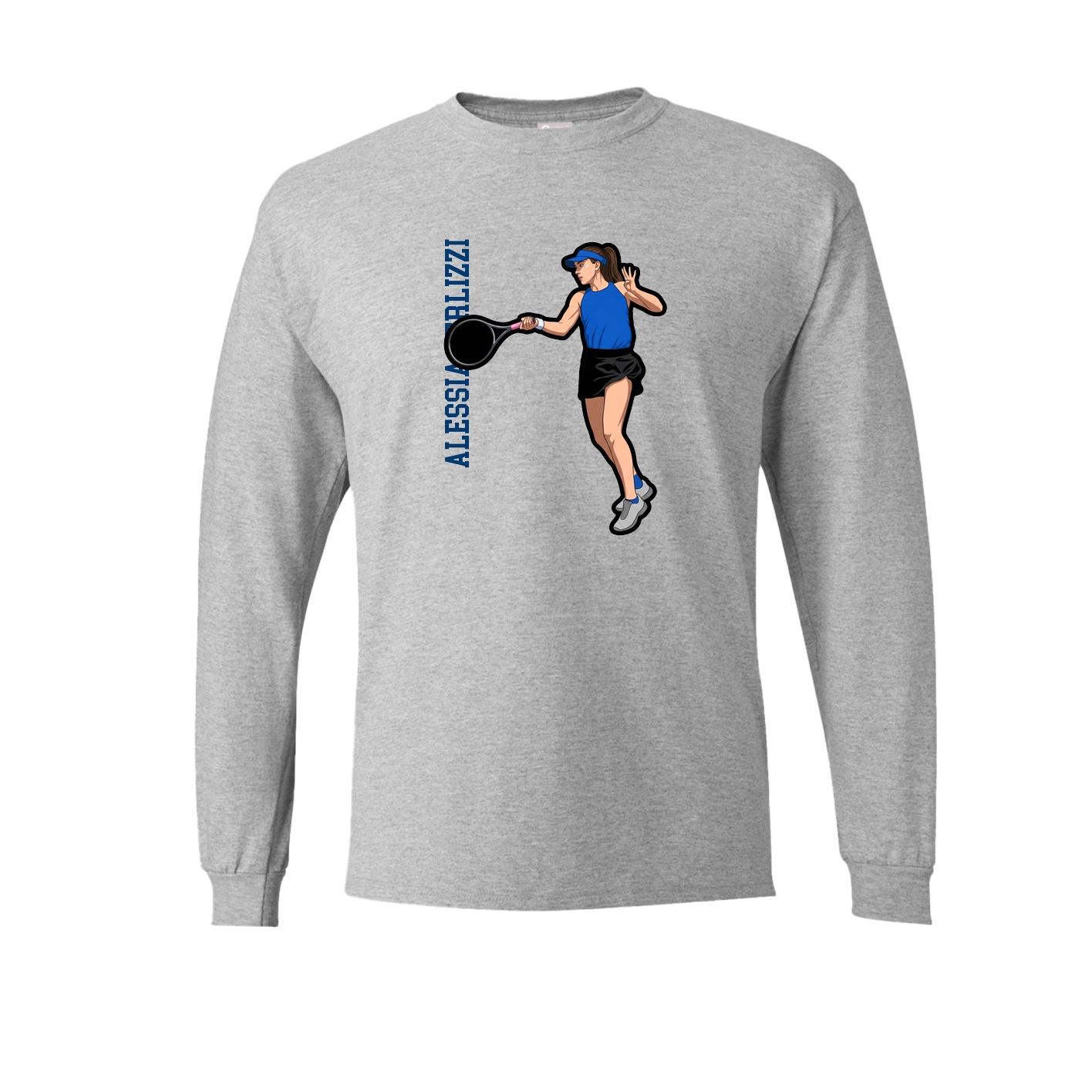 Long Sleeve Tee — Name Vertical in Grey