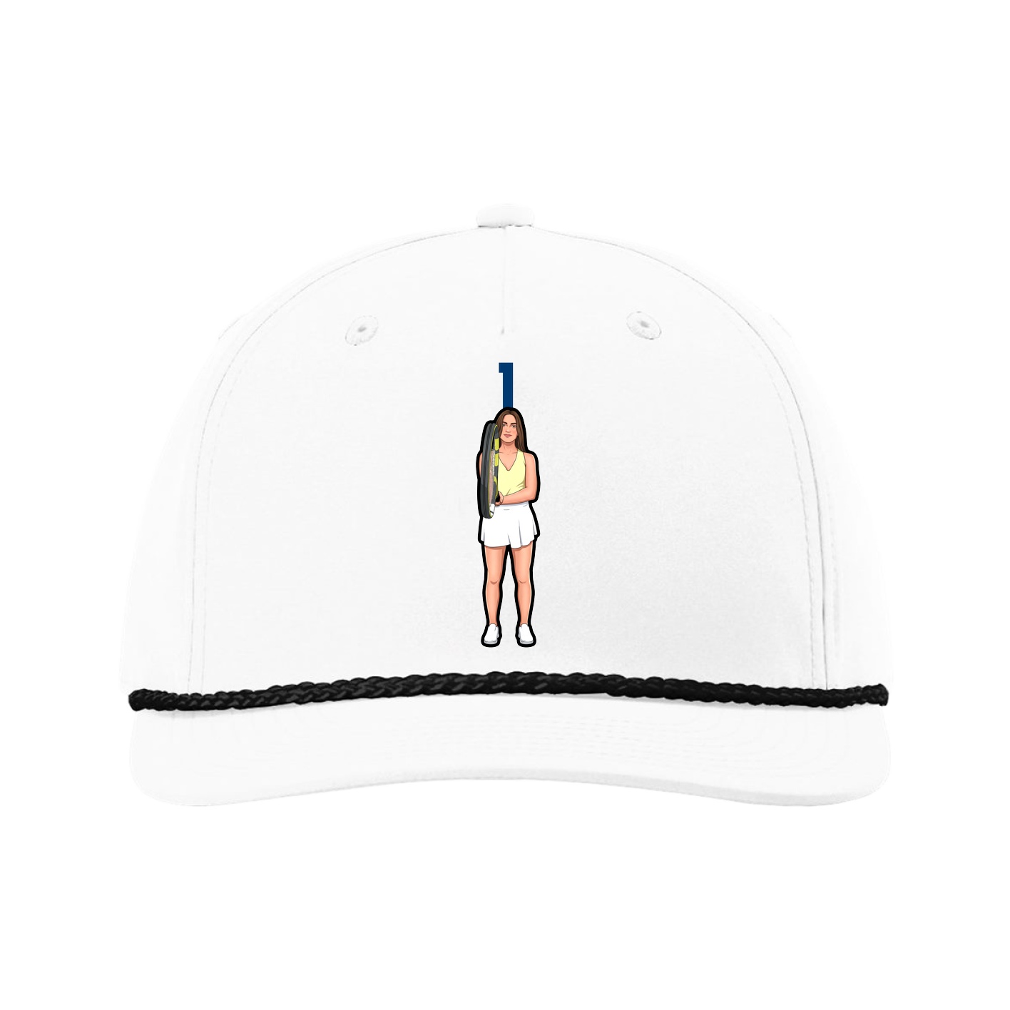 Five-Panel Classic Rope Cap — Number Top in White