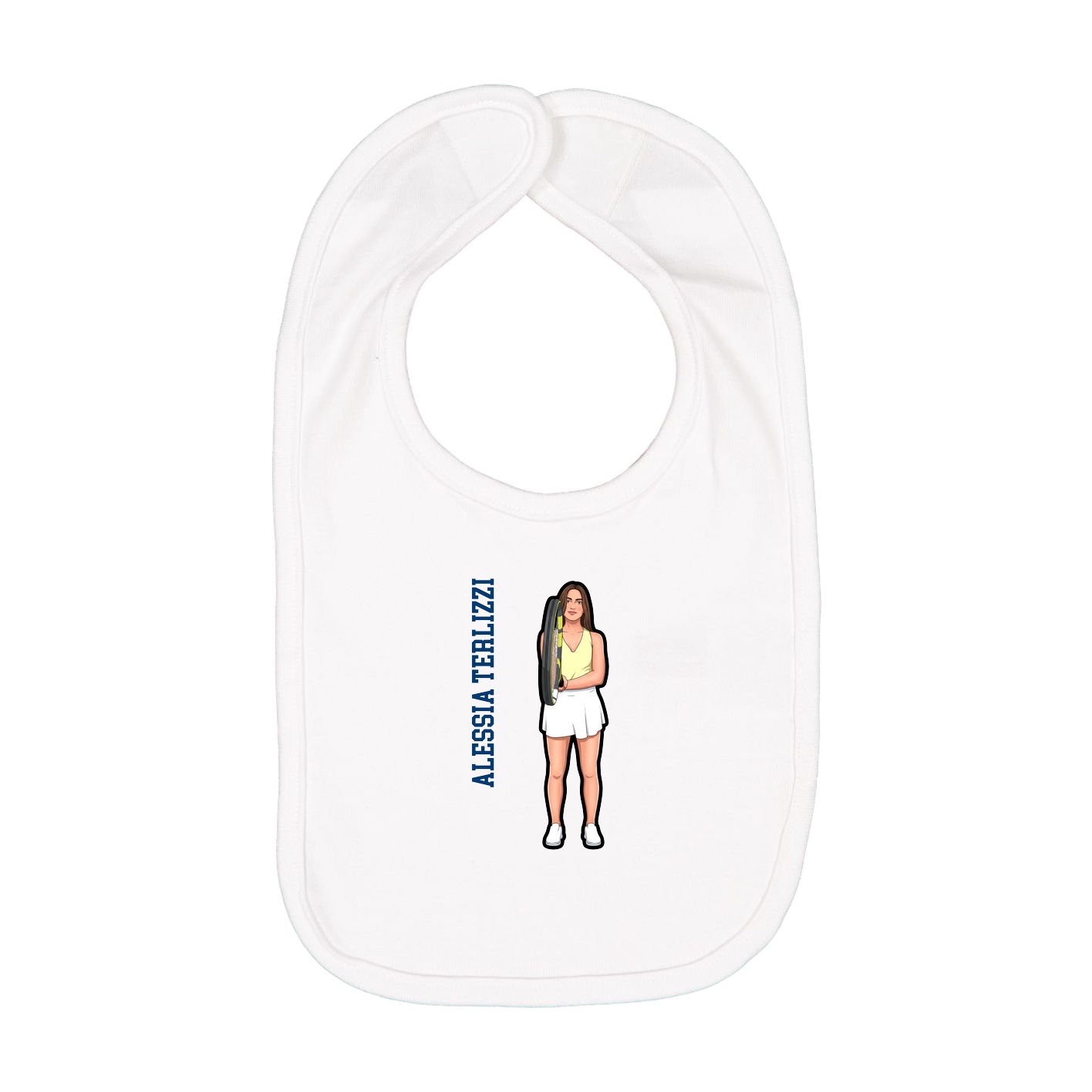 Infant Bib — Name Vertical in White