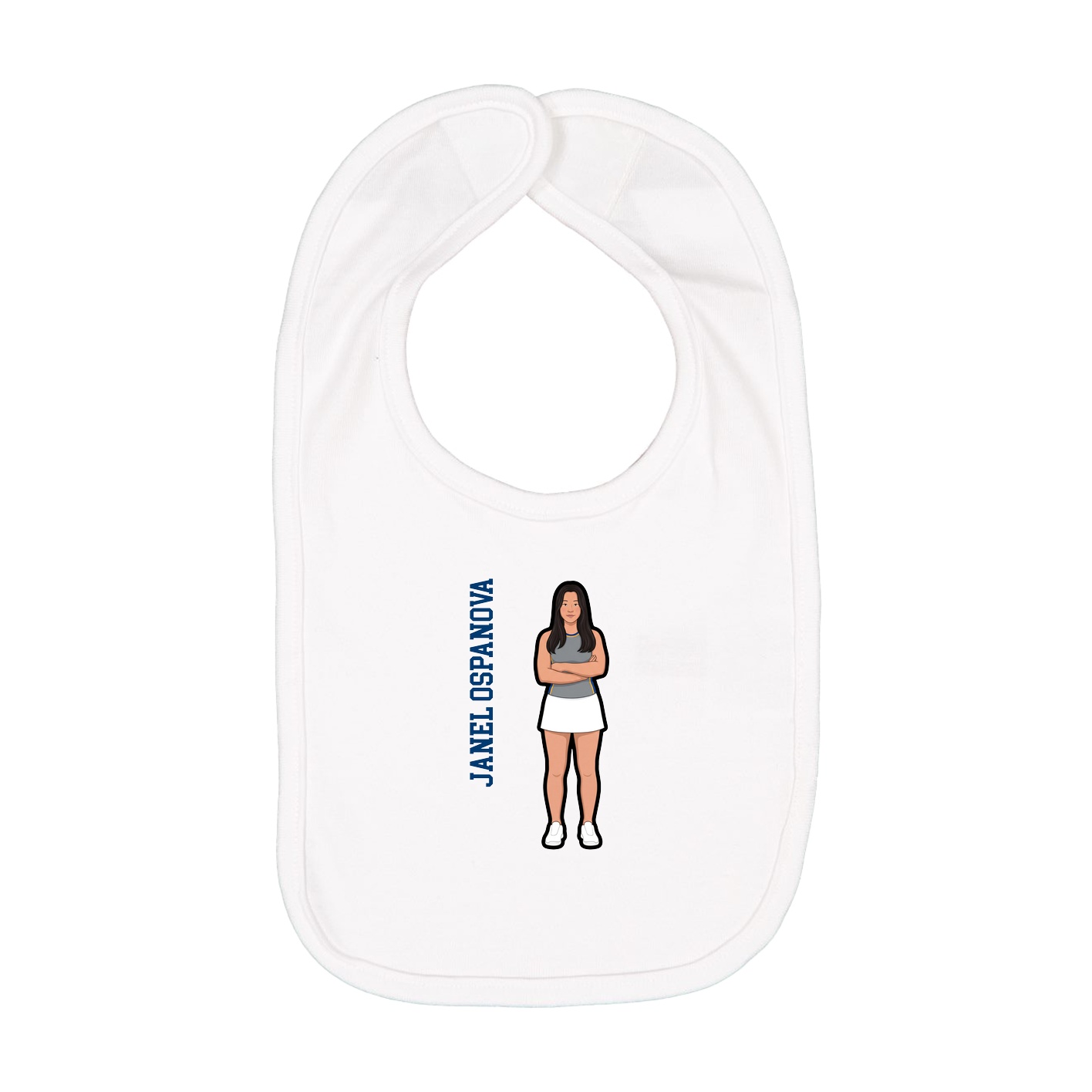 Infant Bib — Name Vertical in White