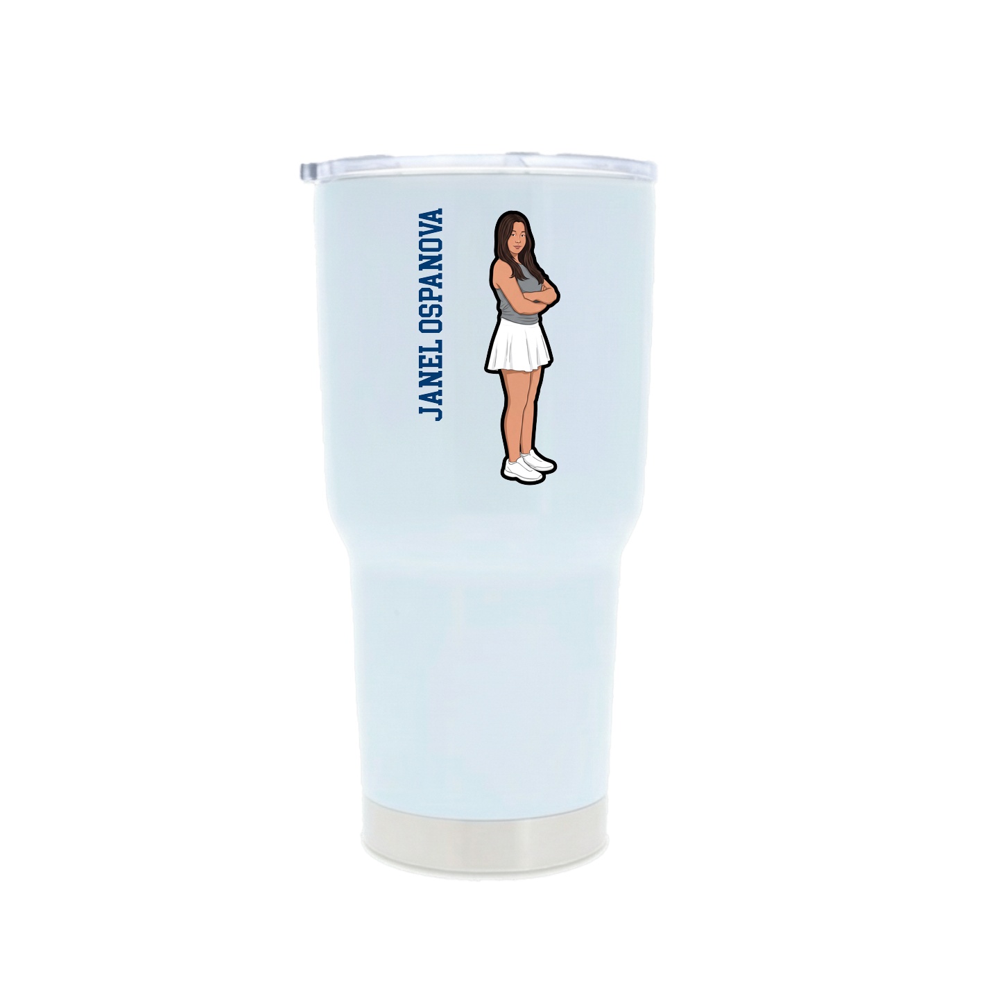 30oz Stainless Steel Tumbler — Name Vertical in White