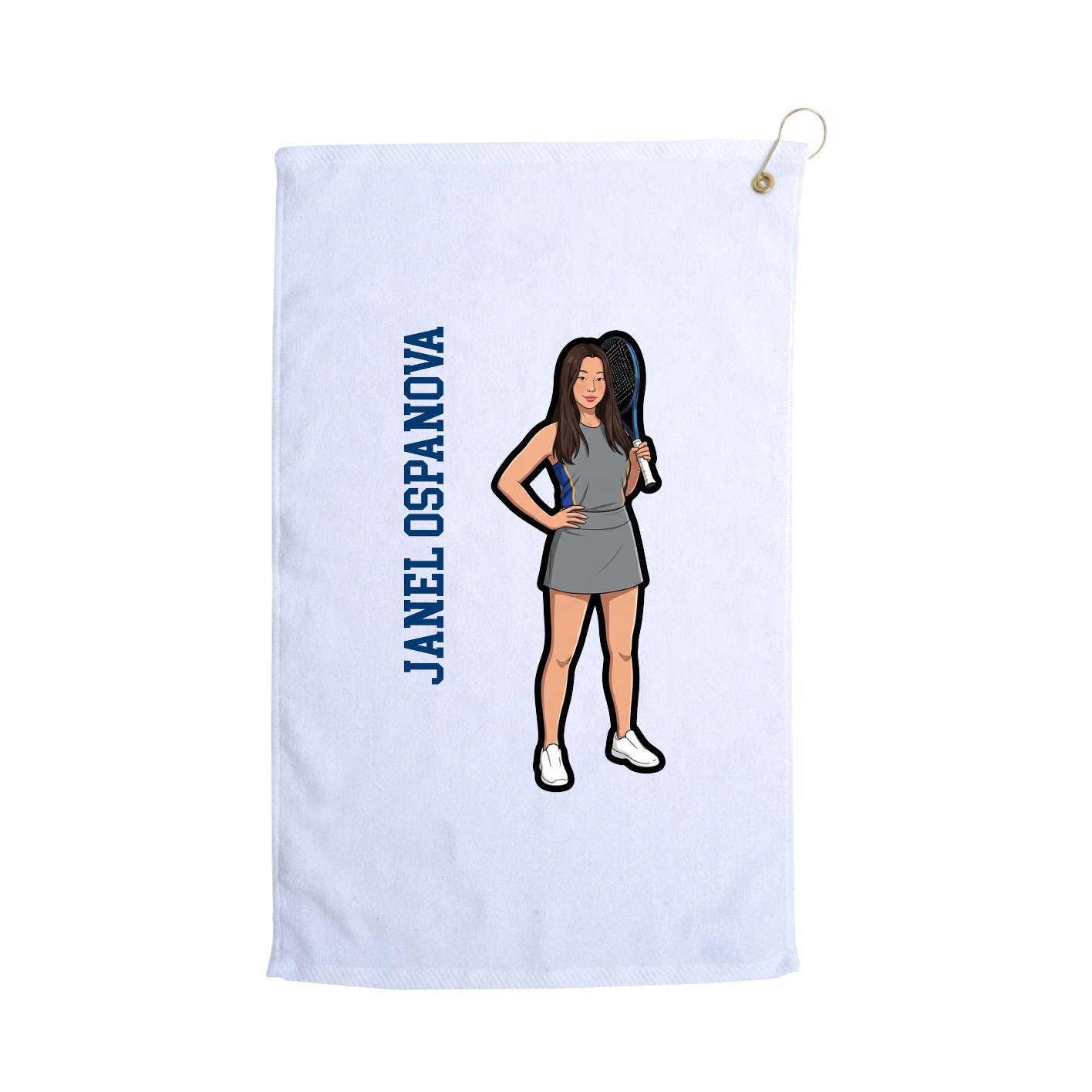 Golf Towel — Name Vertical in White