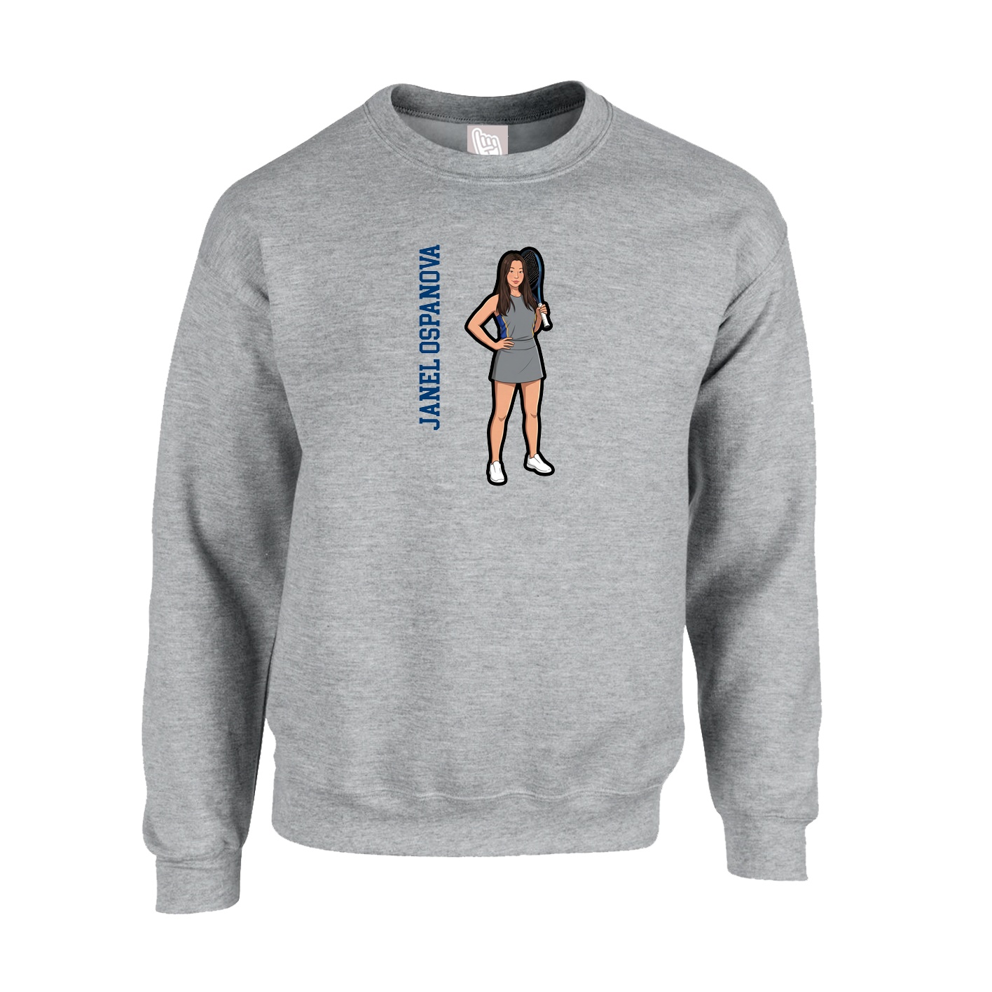 Fleece Crew — Name Vertical in Grey