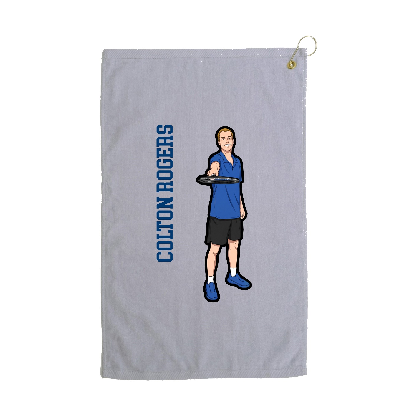 Golf Towel — Name Vertical in Grey