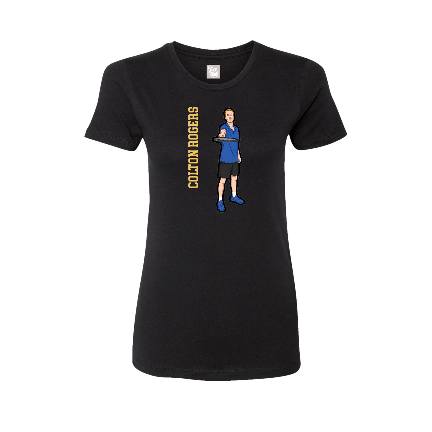 Womens Tee — Name Vertical in Black