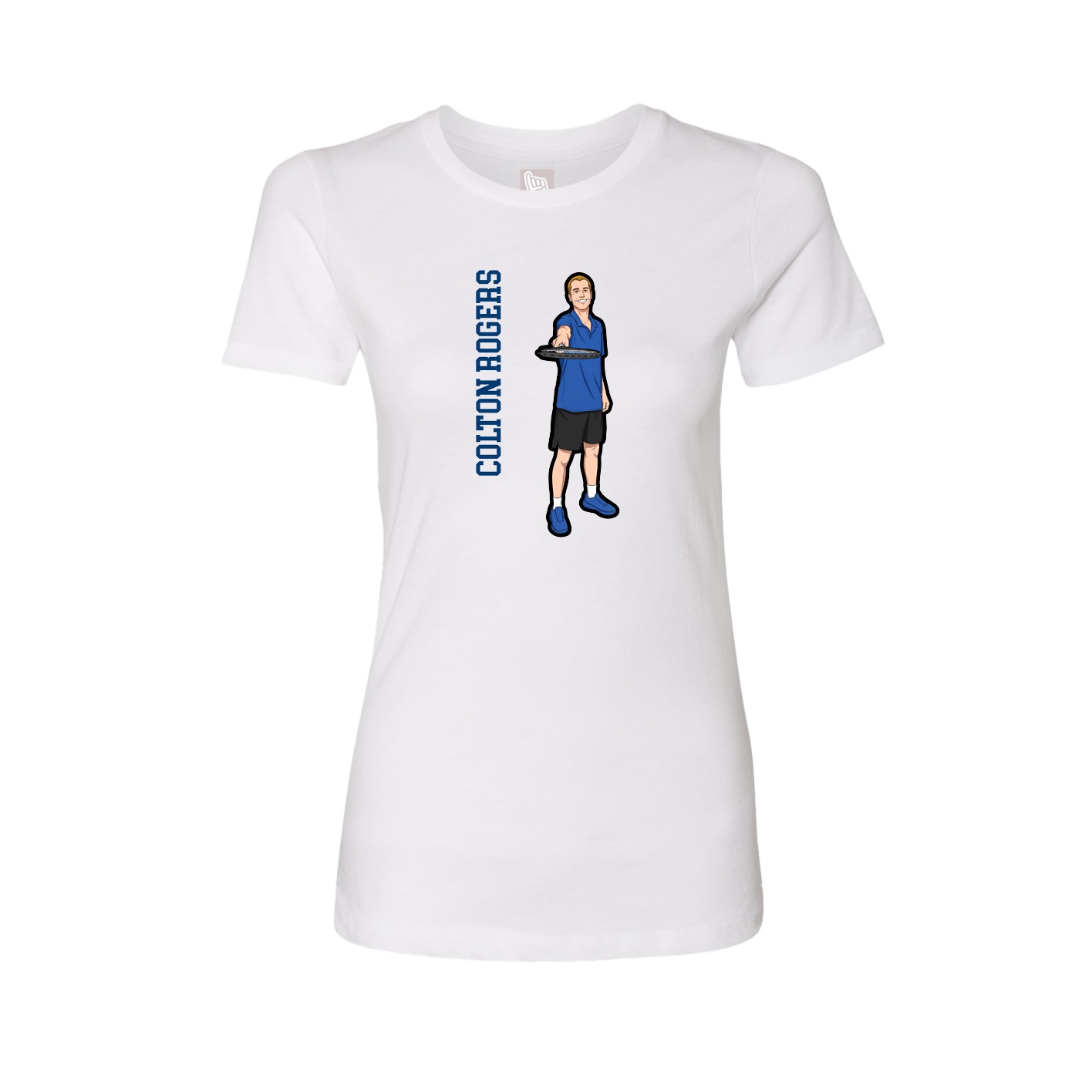 Fitted Women's Tee — Name Vertical in White