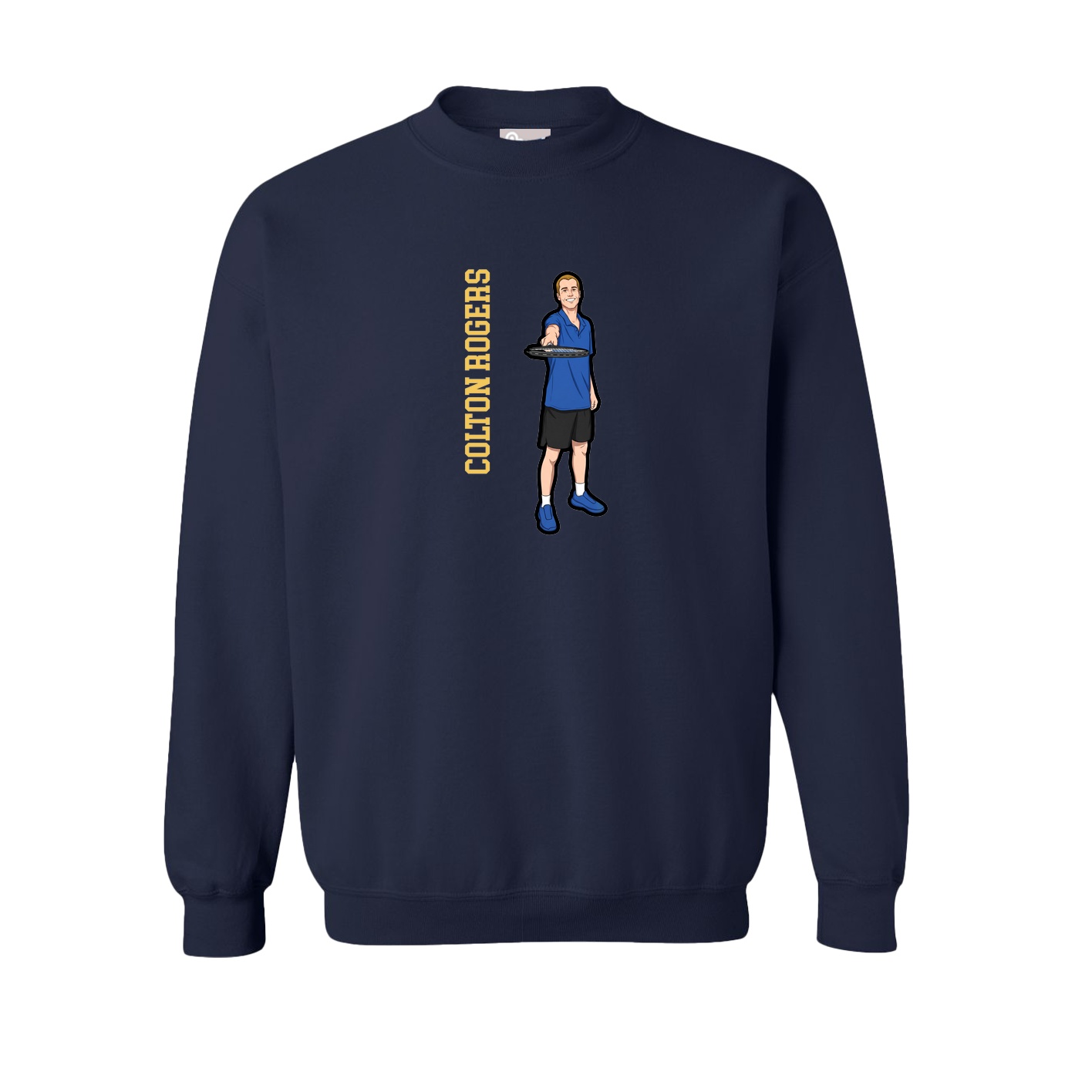 Fleece Crew — Name Vertical in Navy