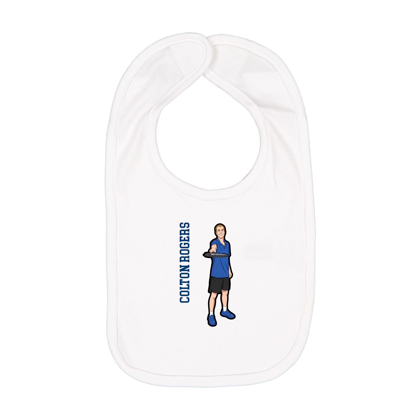 Infant Bib — Name Vertical in White