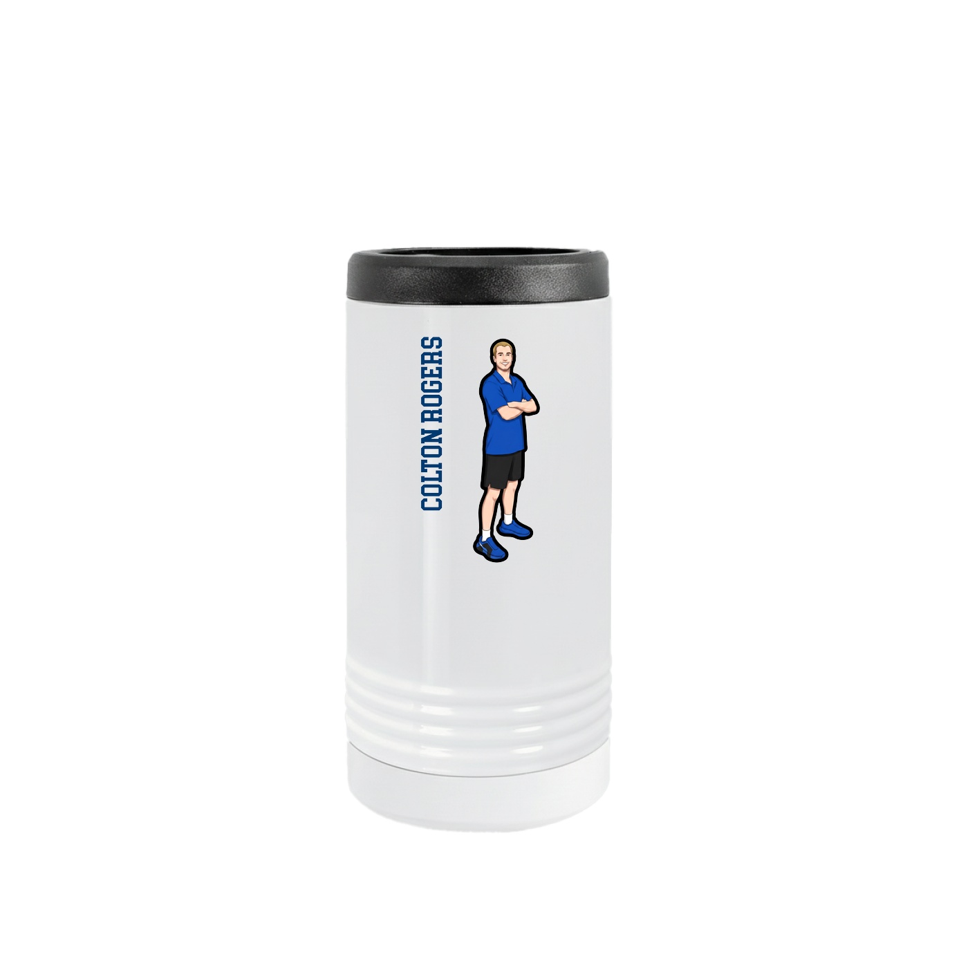 Slim Beverage Holder — Name Vertical in White