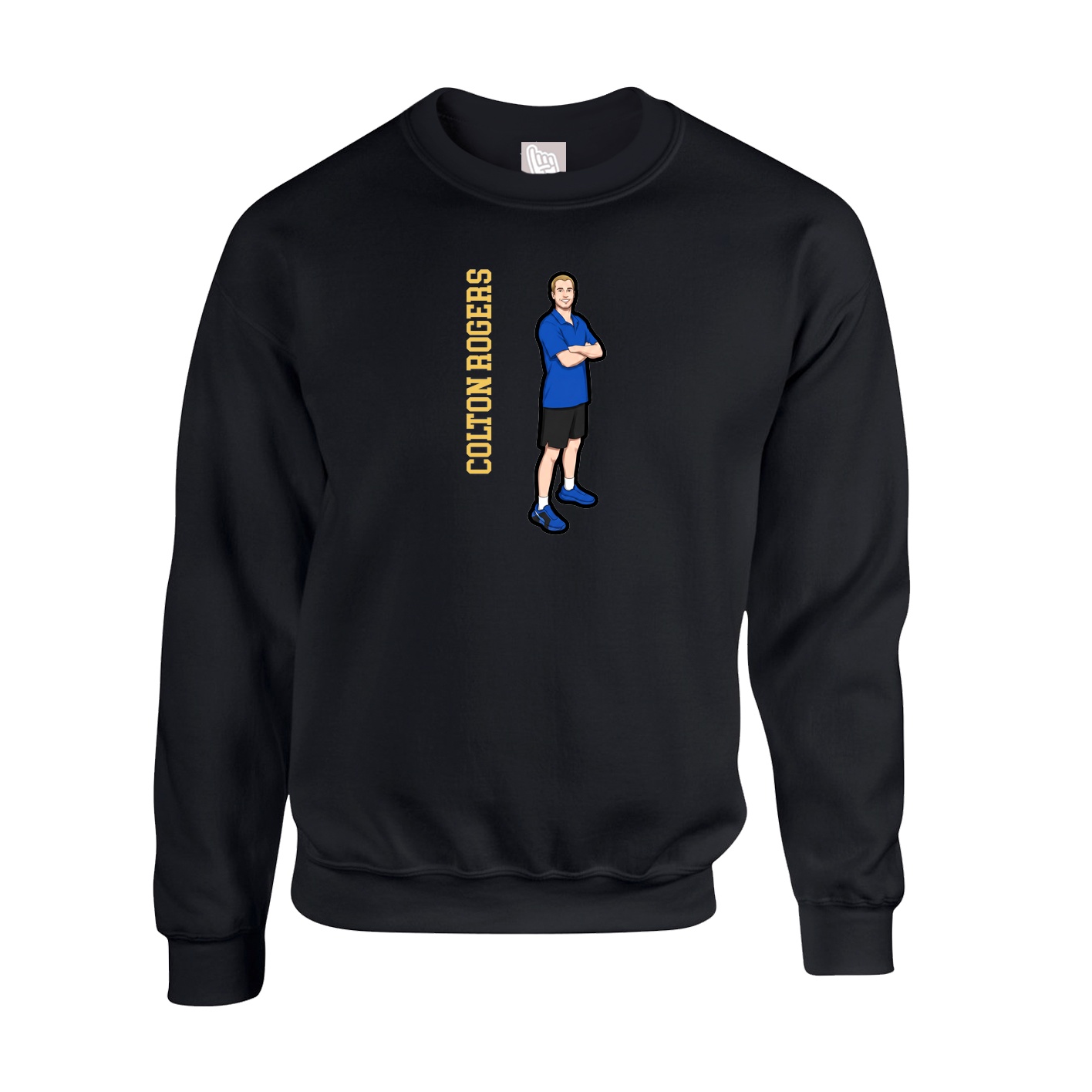 Fleece Crew — Name Vertical in Black