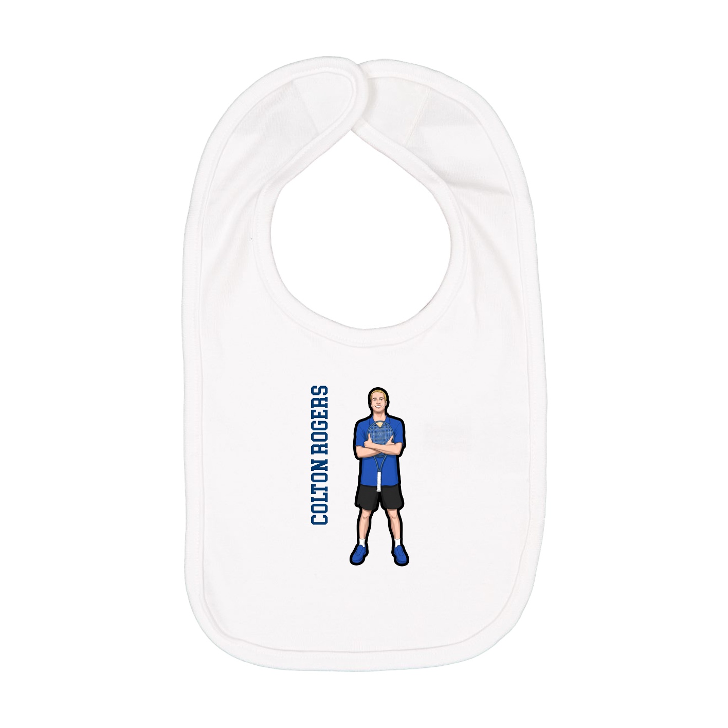Infant Bib — Name Vertical in White