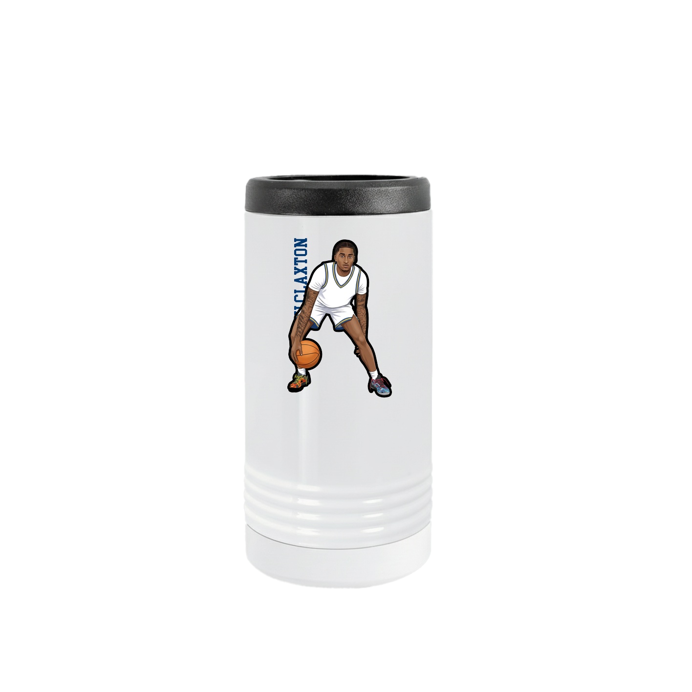 Slim Beverage Holder — Name Vertical in White