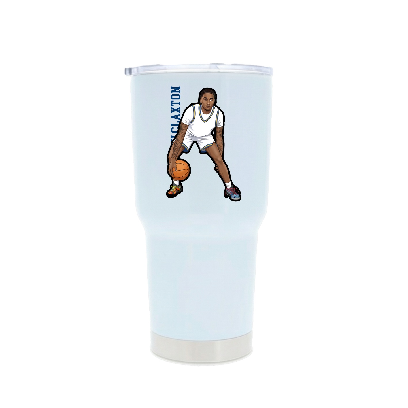 30oz Stainless Steel Tumbler — Name Vertical in White