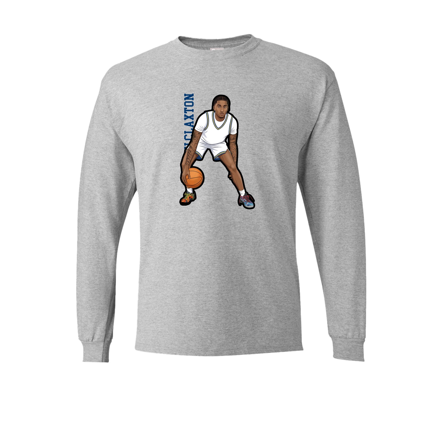 Long Sleeve Tee — Name Vertical in Grey
