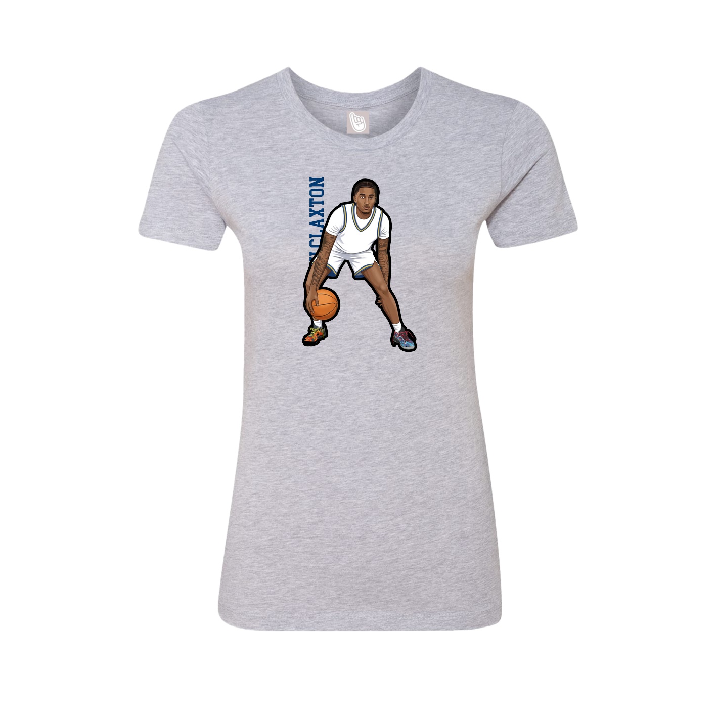 Fitted Women's Tee — Name Vertical in Grey