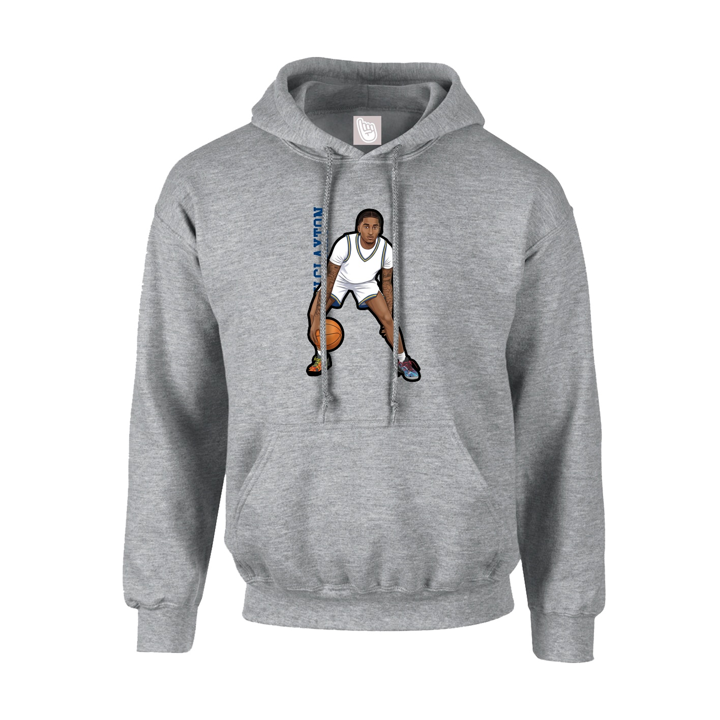 Youth Hoodie — Name Vertical in Grey