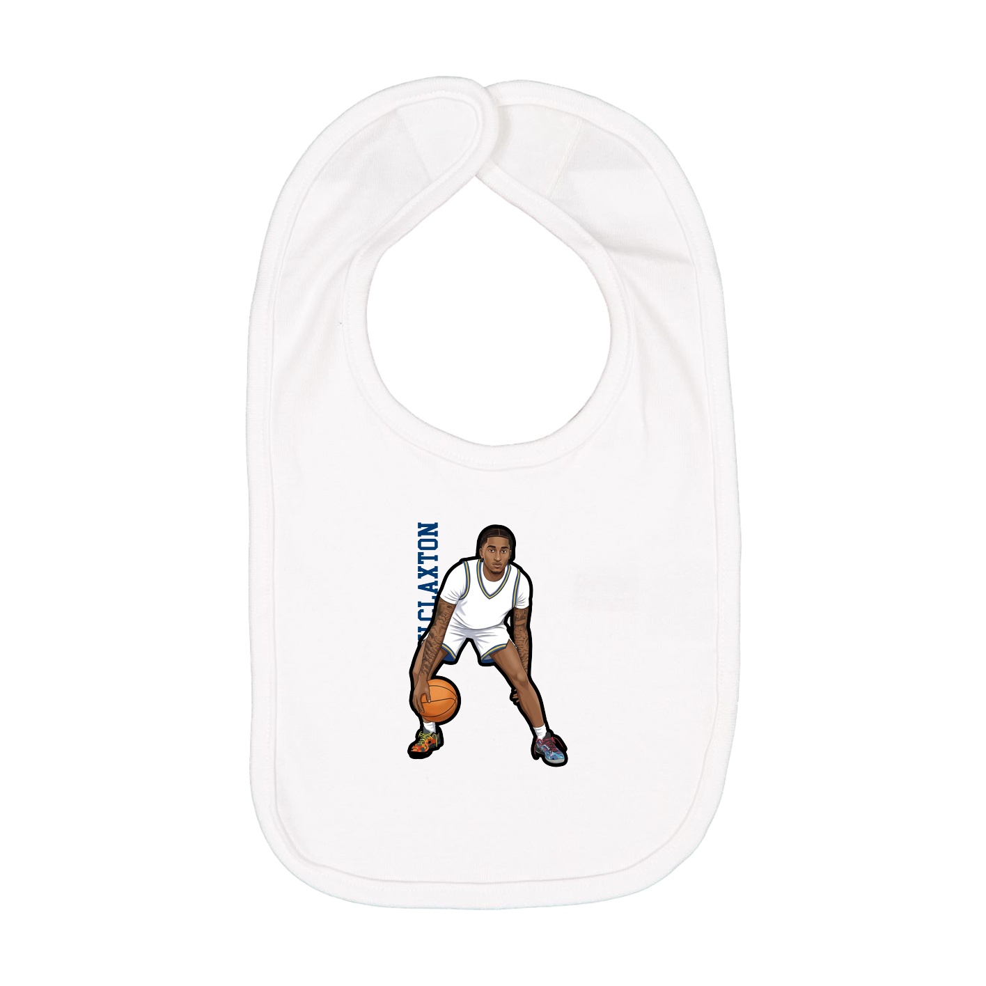 Infant Bib — Name Vertical in White