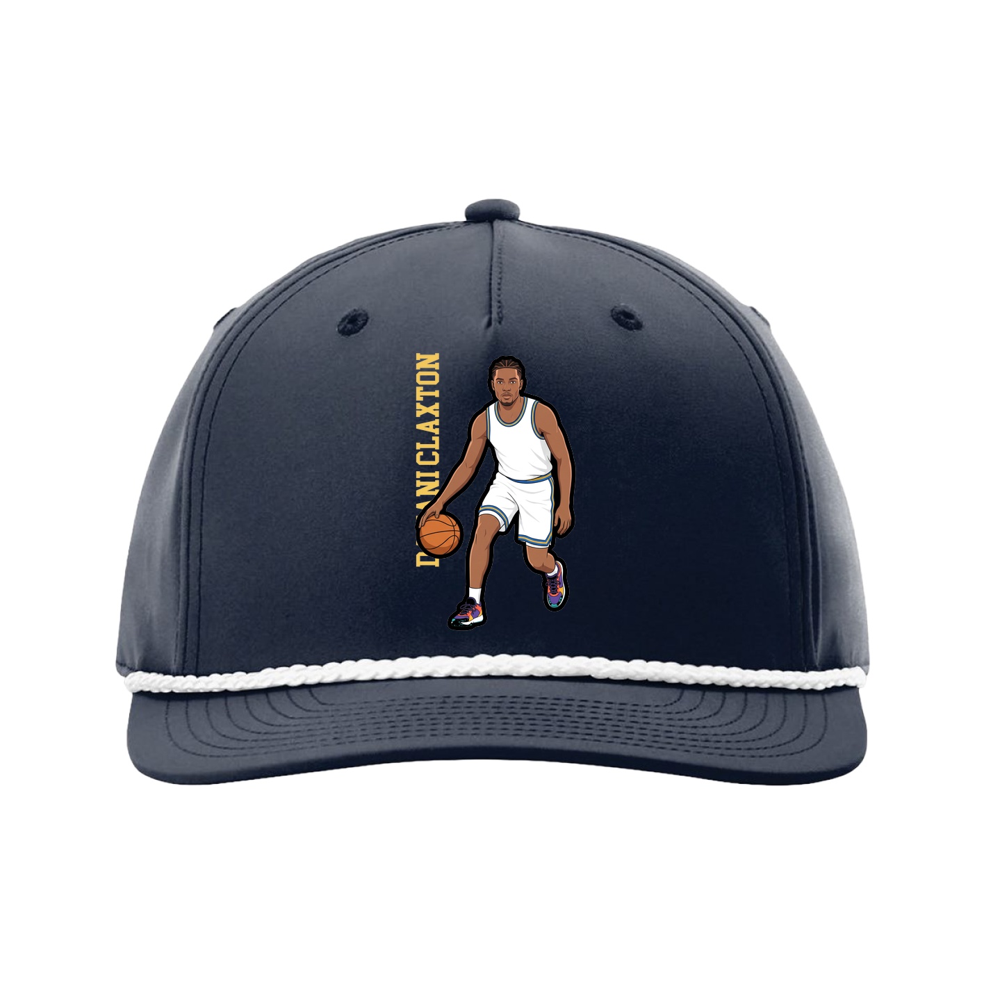 Five-Panel Classic Rope Cap — Name Vertical in Navy