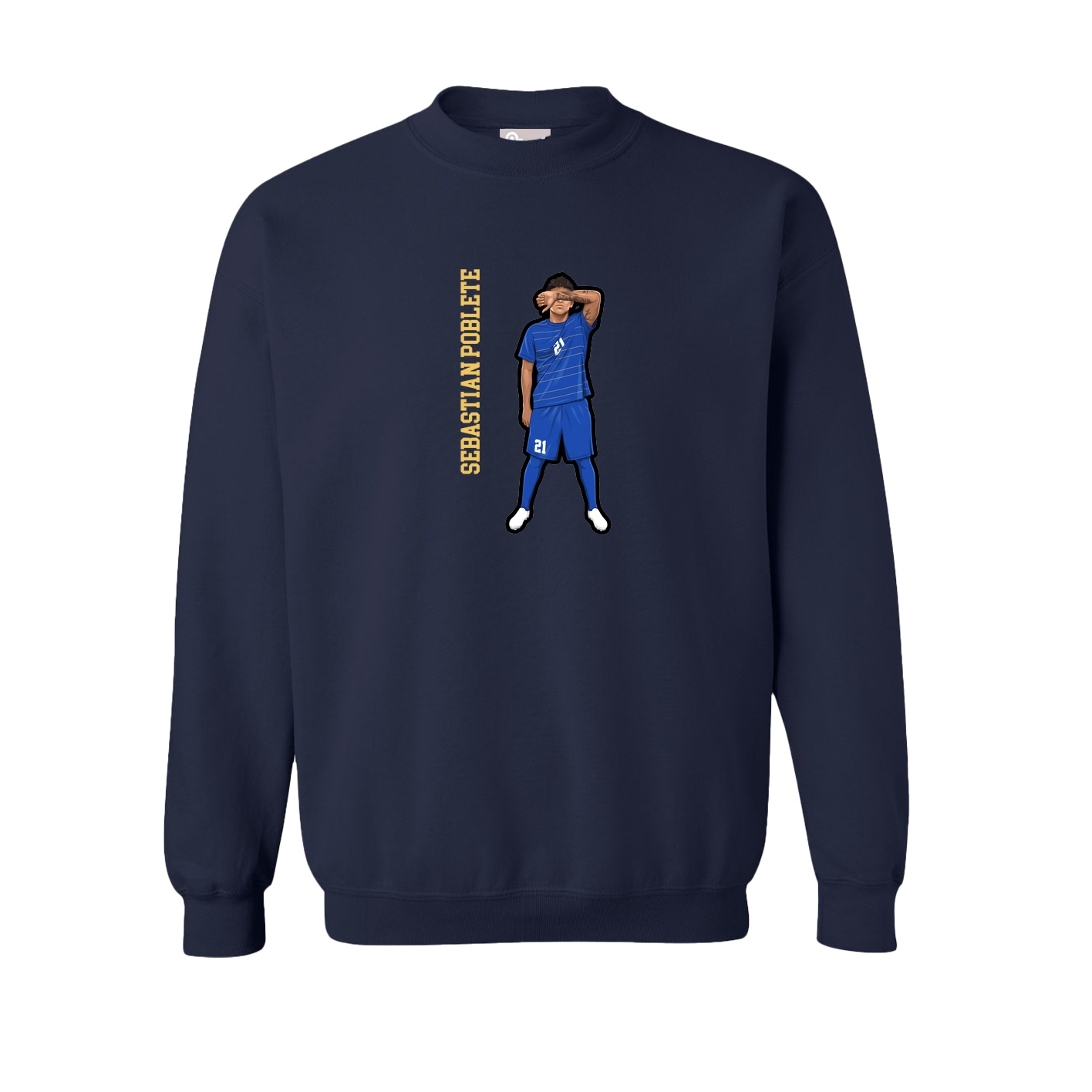 Fleece Crew — Name Vertical in Navy