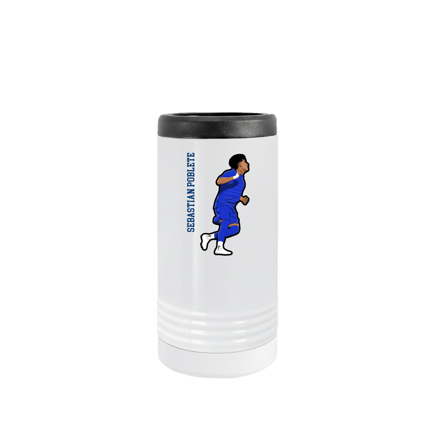 Slim Beverage Holder — Name Vertical in White