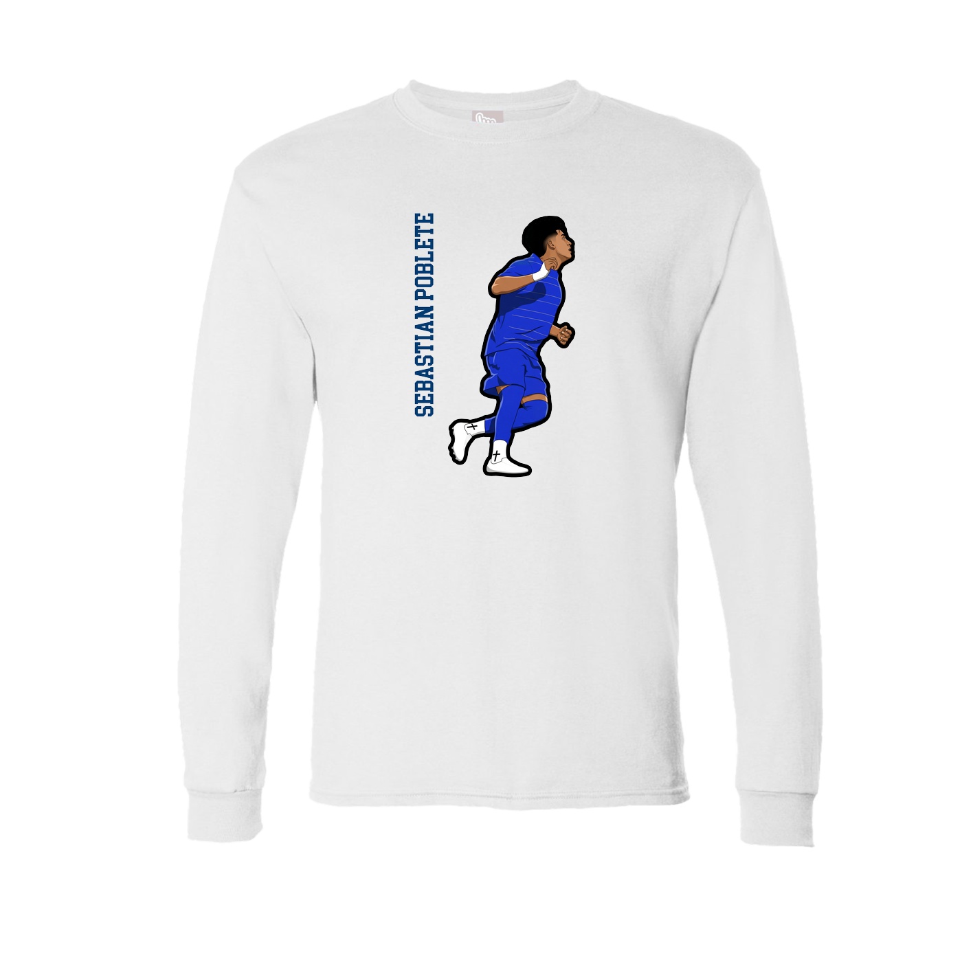 Long Sleeve Tee — Name Vertical in White