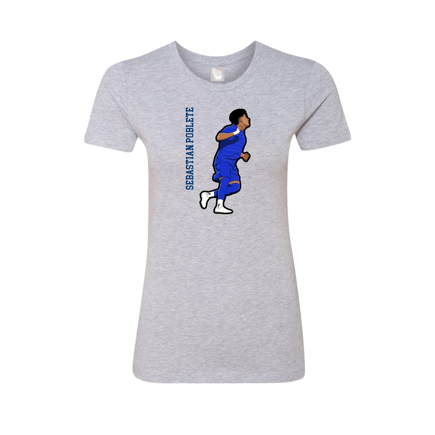 Fitted Women's Tee — Name Vertical in Grey