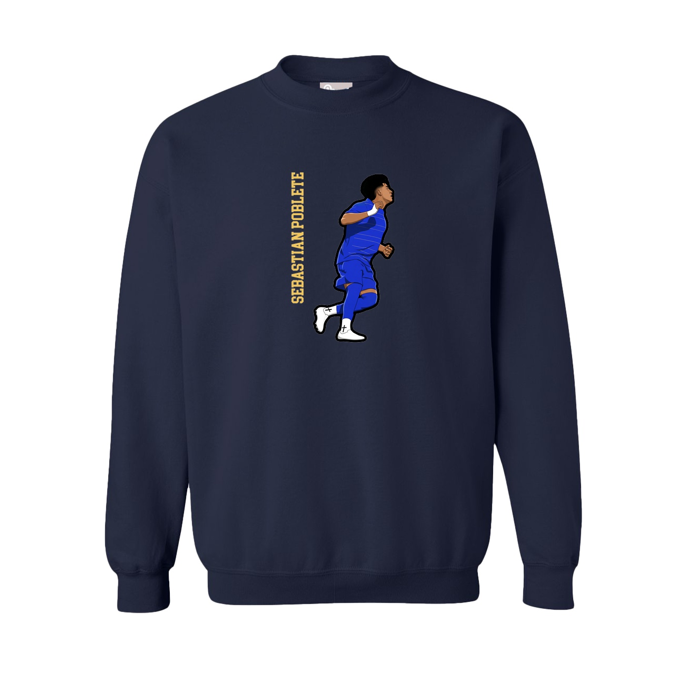 Fleece Crew — Name Vertical in Navy