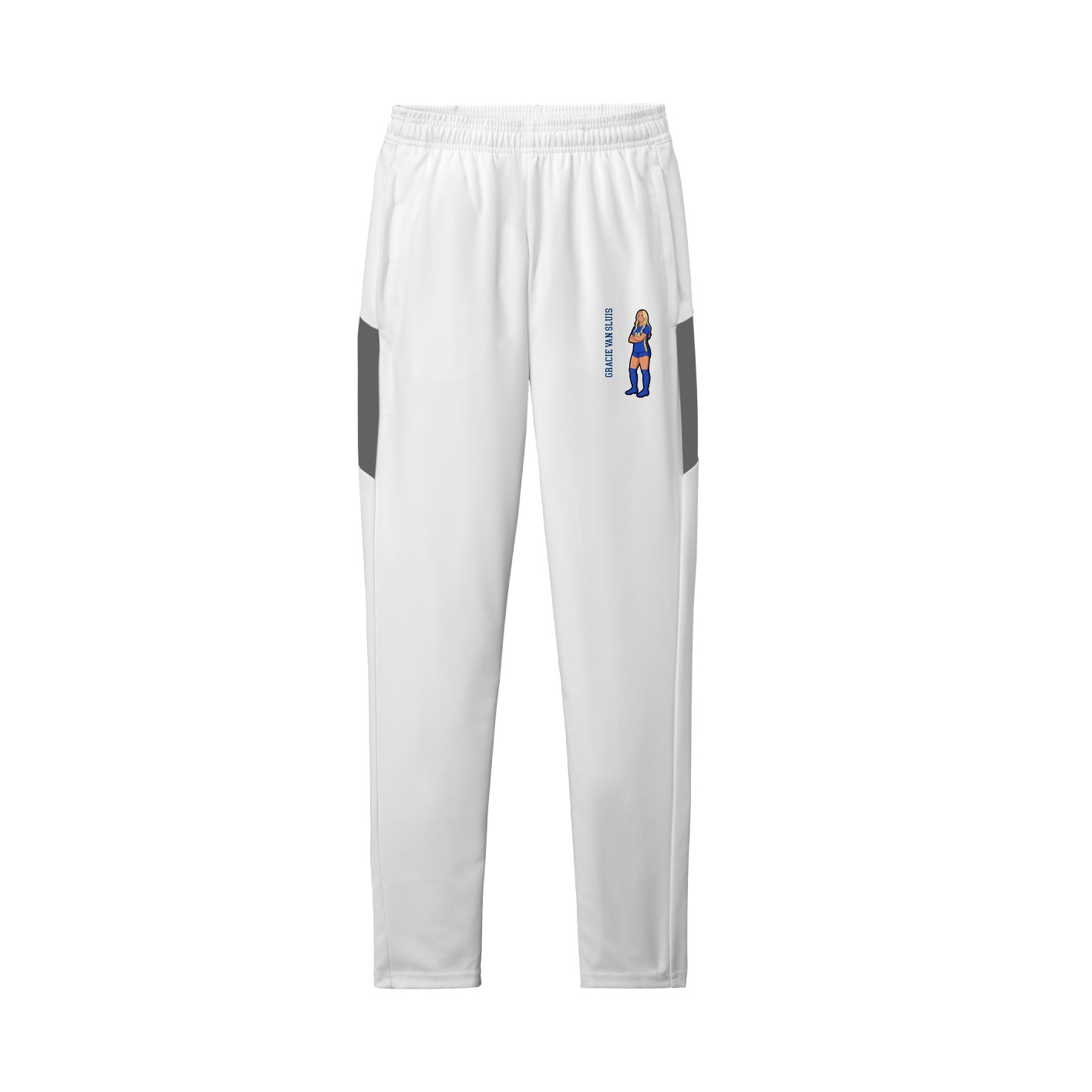 Team Travel Pant — Name Vertical in White/Grey