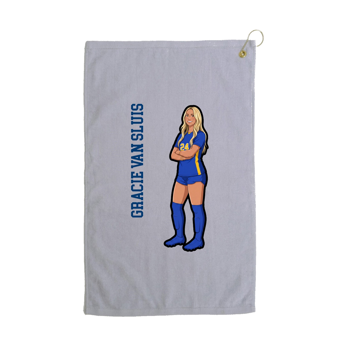 Golf Towel — Name Vertical in Grey