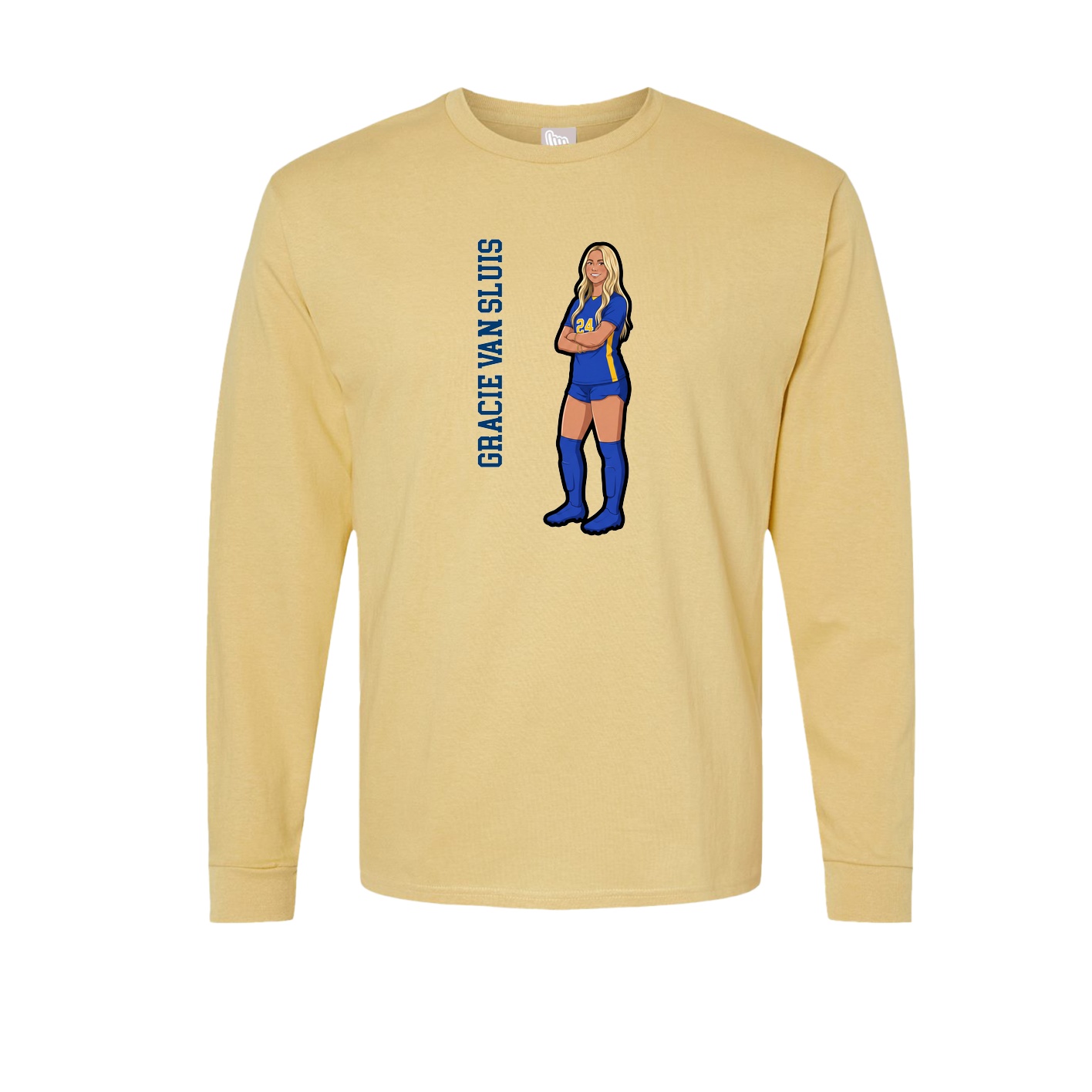 Long Sleeve Tee — Name Vertical in Vegas Gold