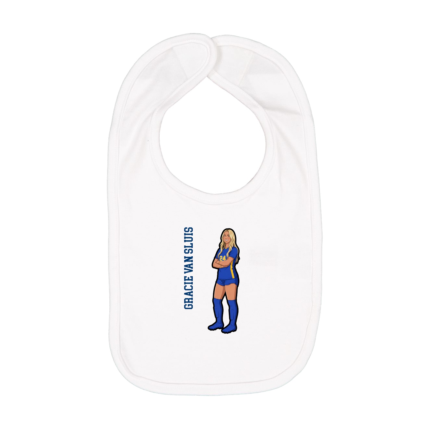 Infant Bib — Name Vertical in White