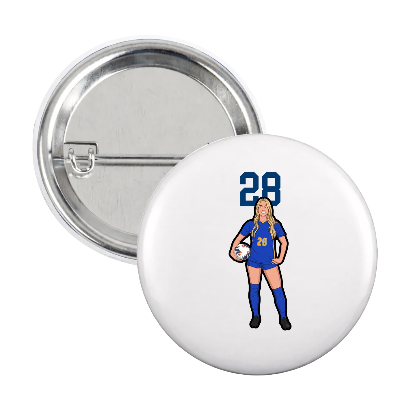 Game Day Button — Number Top in White