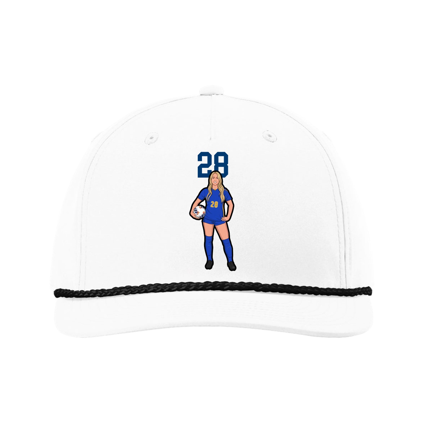 Five-Panel Classic Rope Cap — Number Top in White