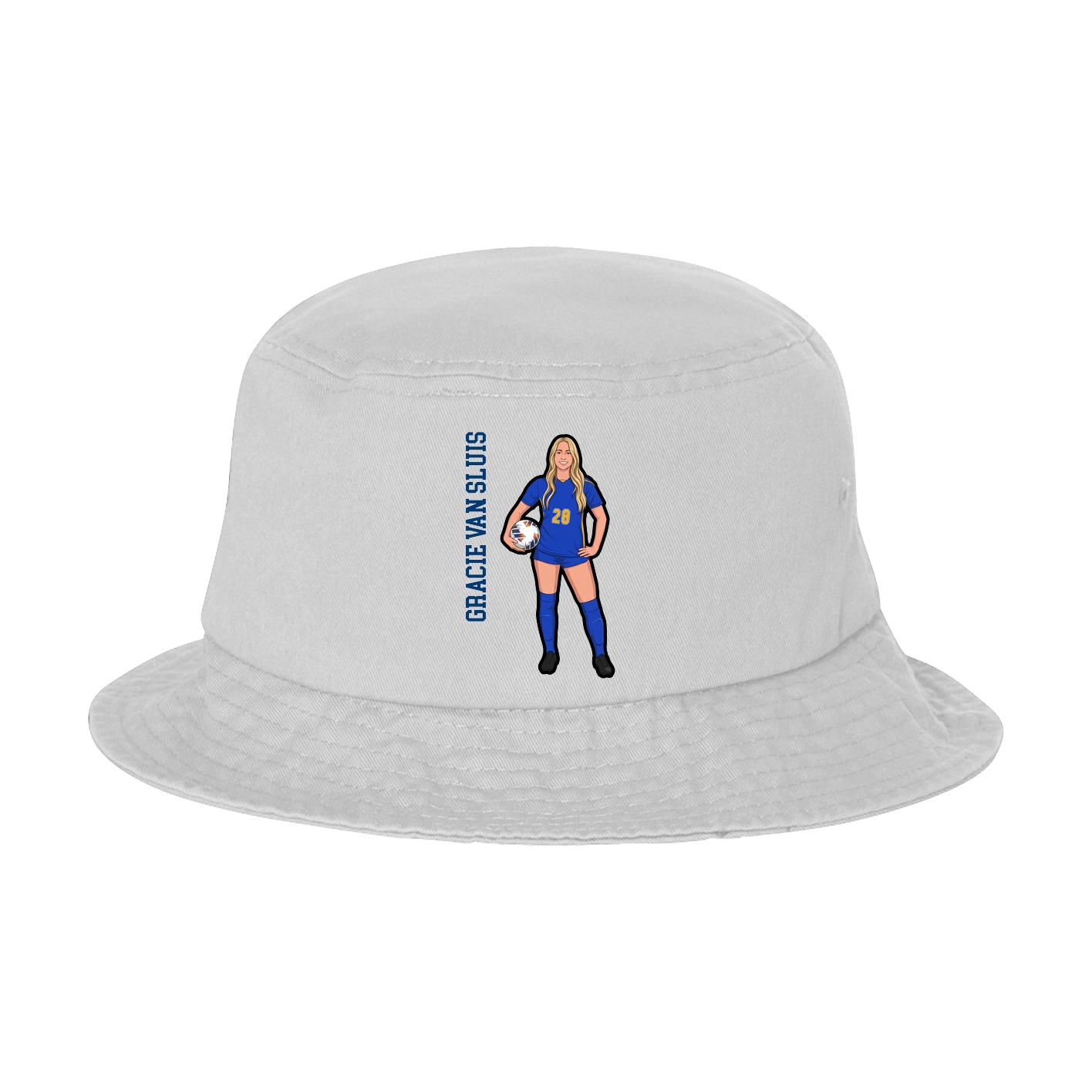 Bucket Cap — Name Vertical in White