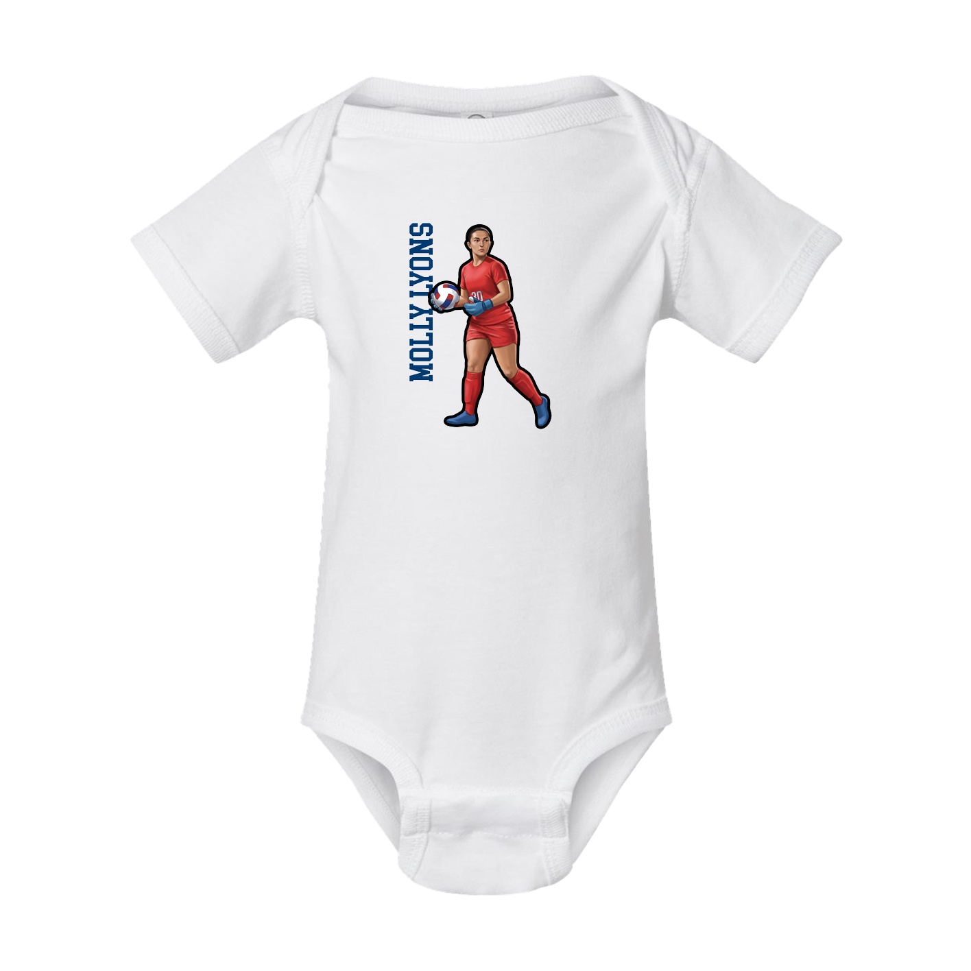 Baby Onesie — Name Vertical in White