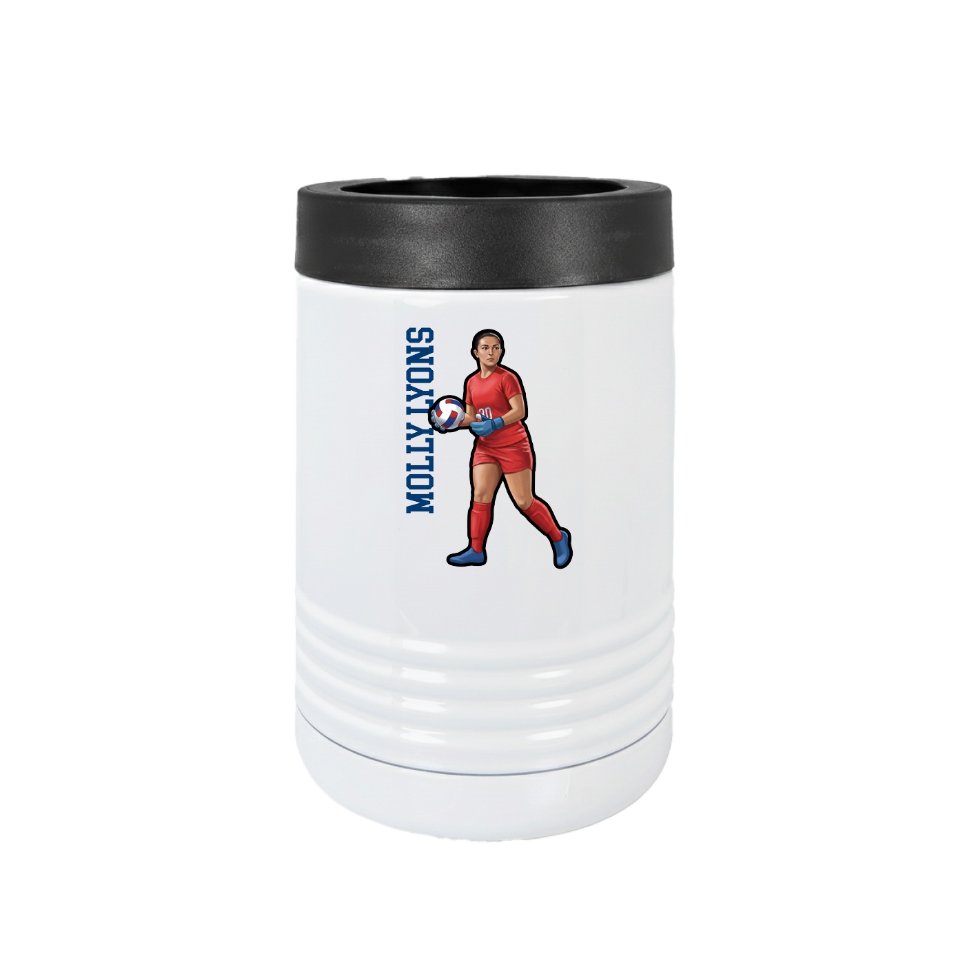 Beverage Holder — Name Vertical in White