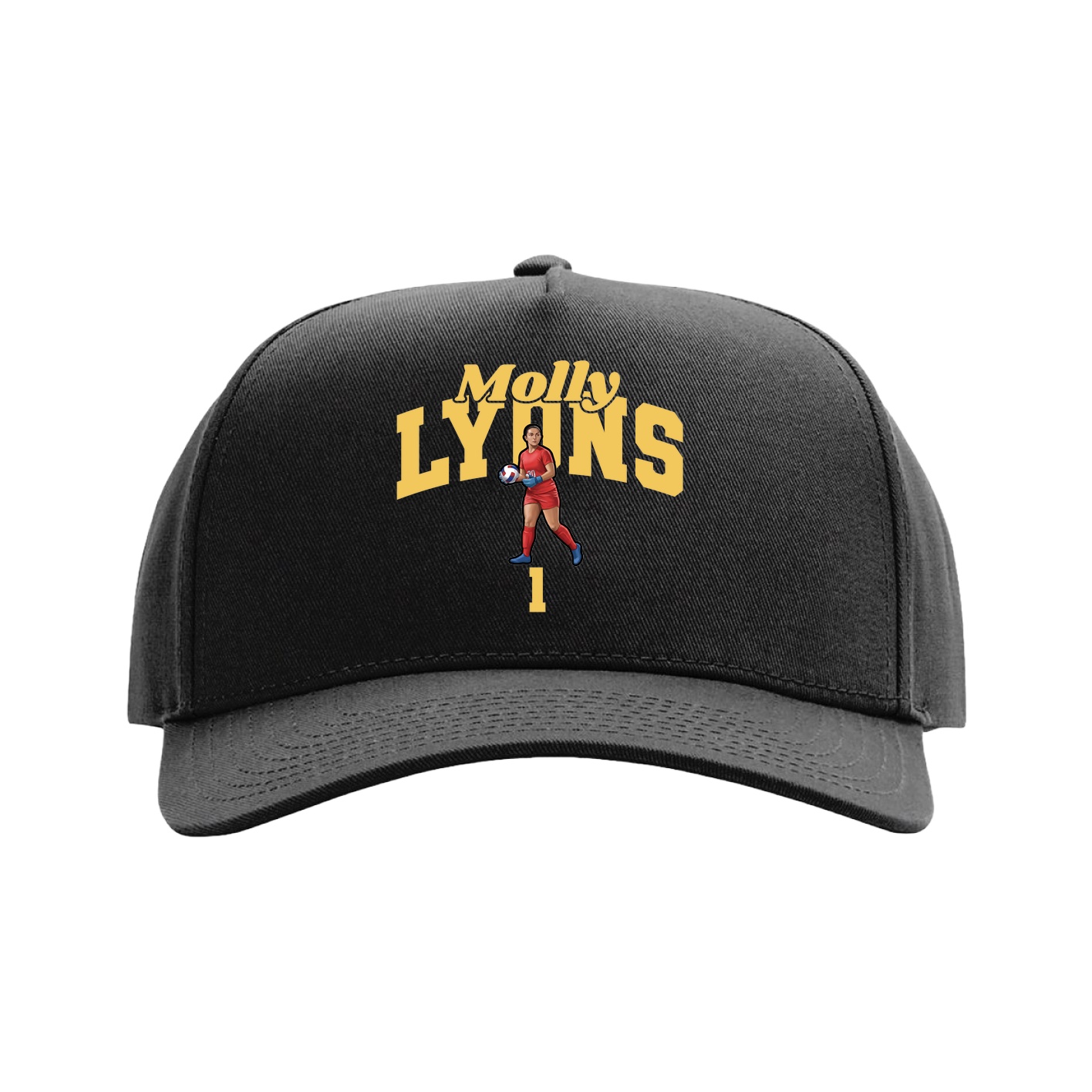 Full Fabric Five-Panel Champ Cap — Signature Arch in Black