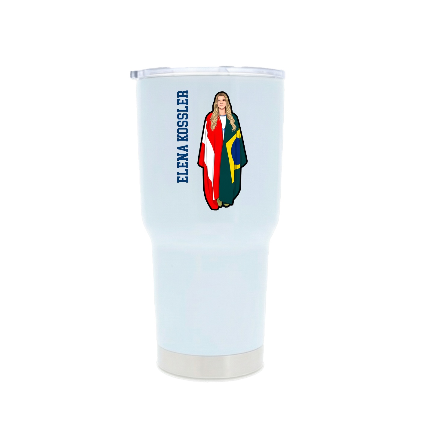 30oz Stainless Steel Tumbler — Name Vertical in White