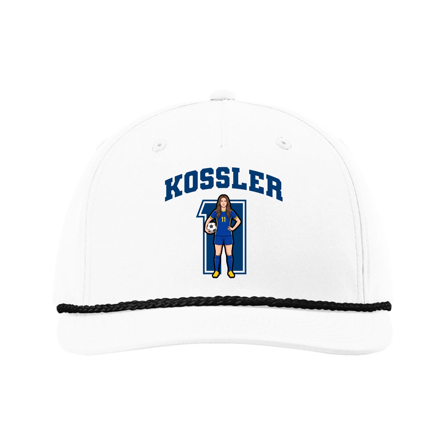 Five-Panel Classic Rope Cap — Number in White
