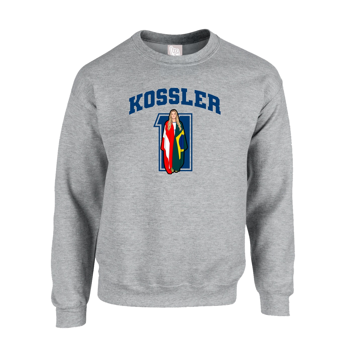 Fleece Crew — Number in Grey