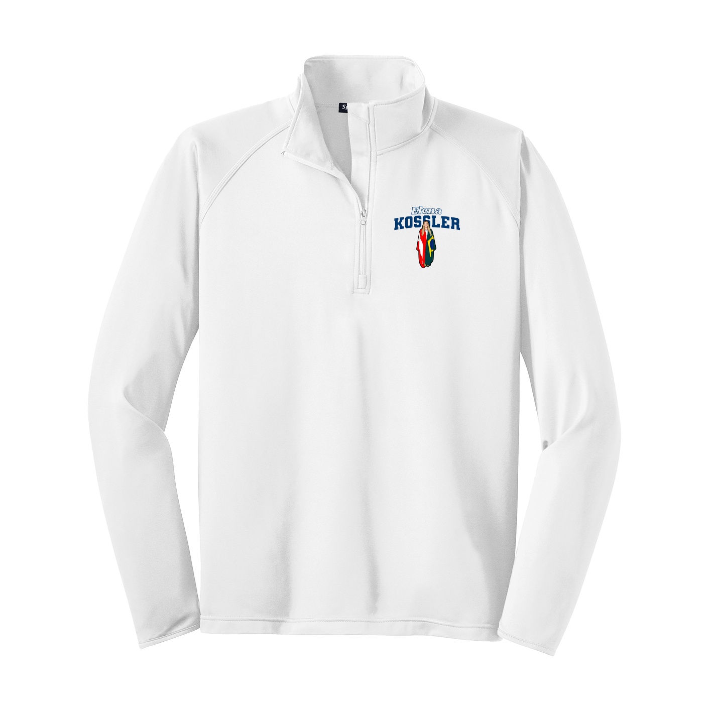 Q-Zip Pullover — Name Arch in White
