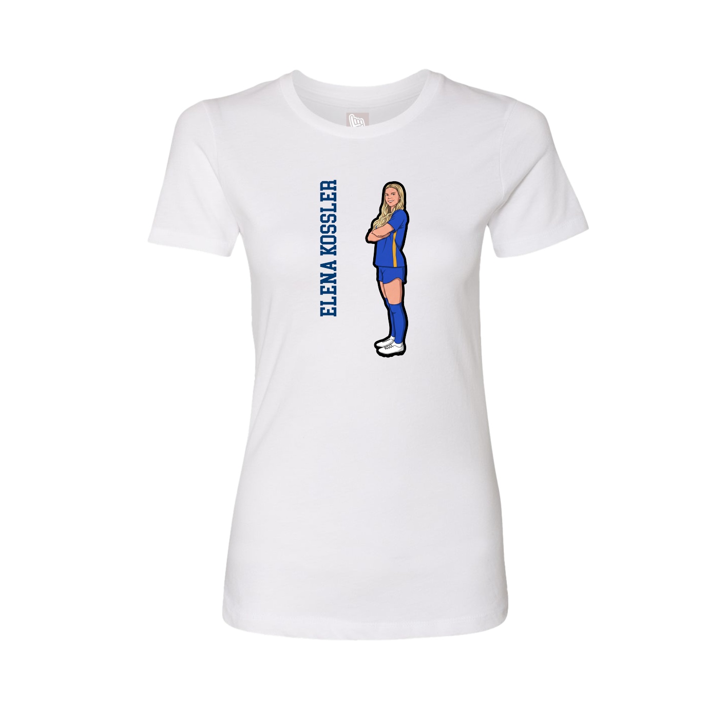 Fitted Women's Tee — Name Vertical in White