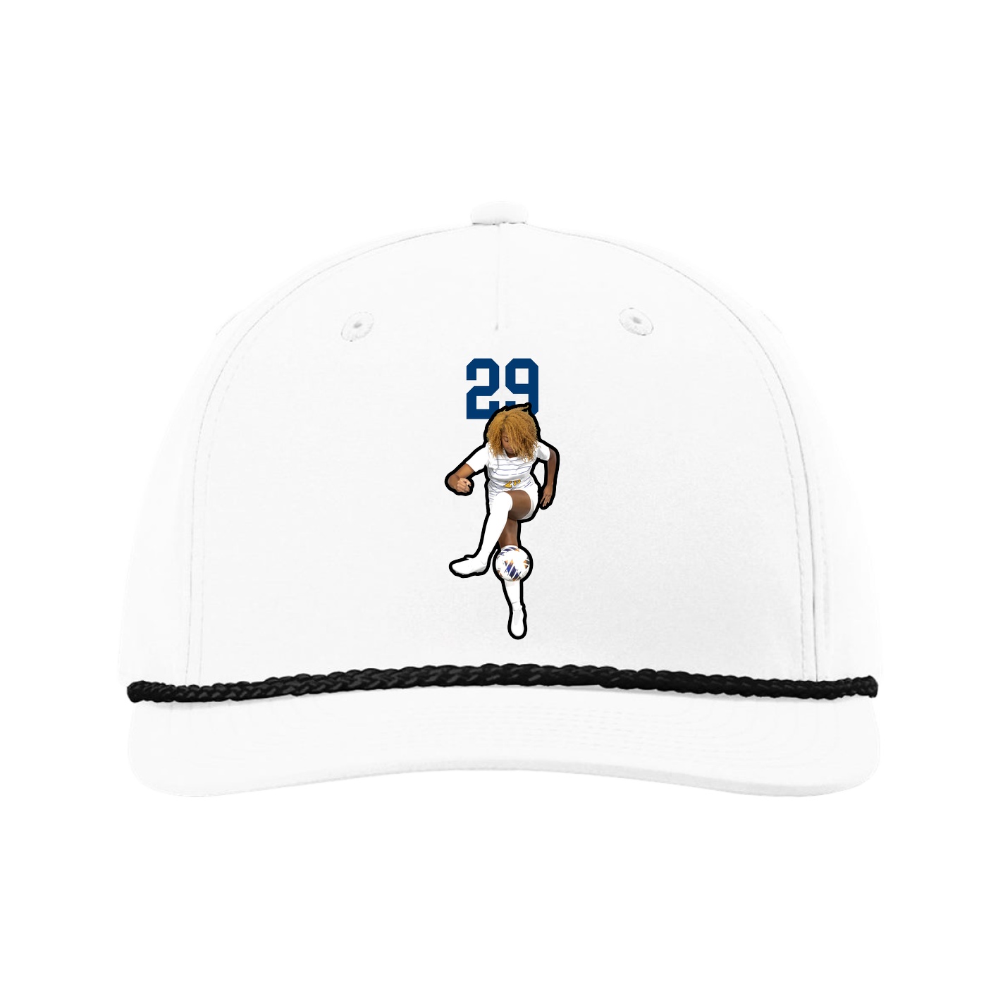 Five-Panel Classic Rope Cap — Number Top in White