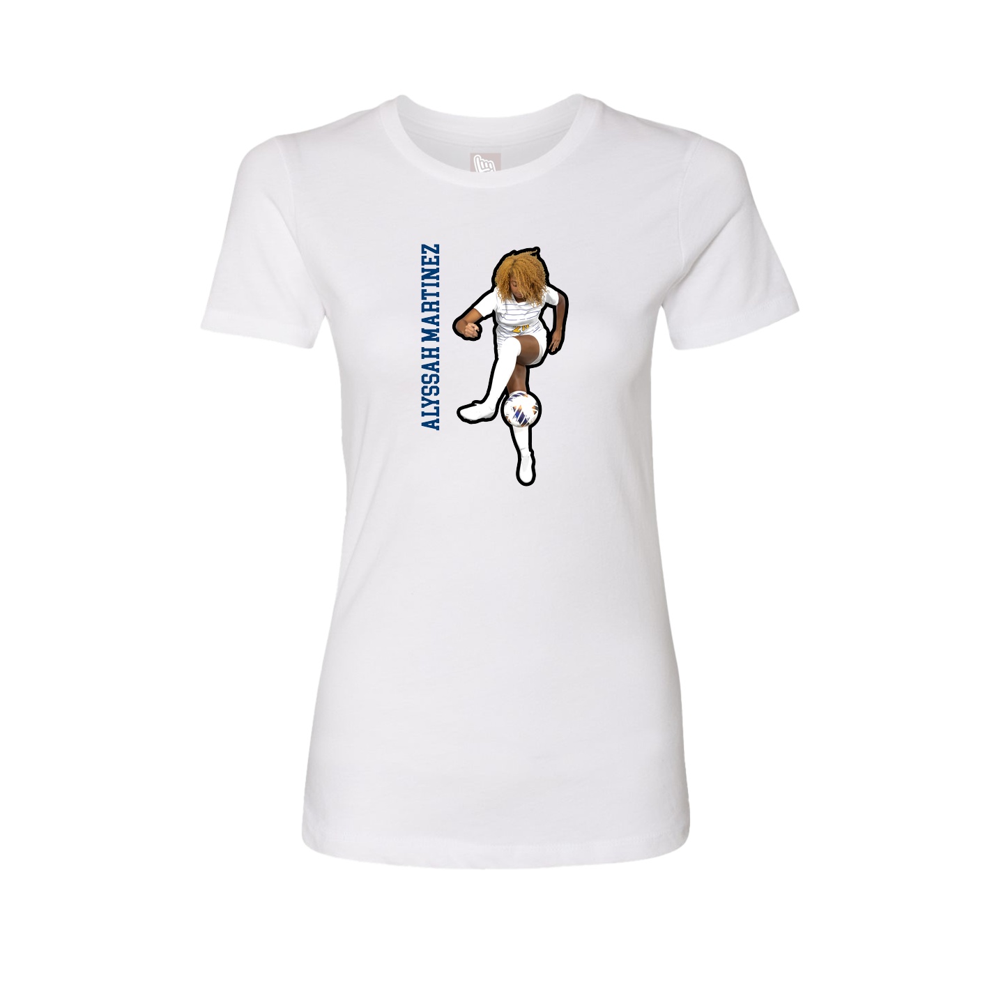 Fitted Women's Tee — Name Vertical in White