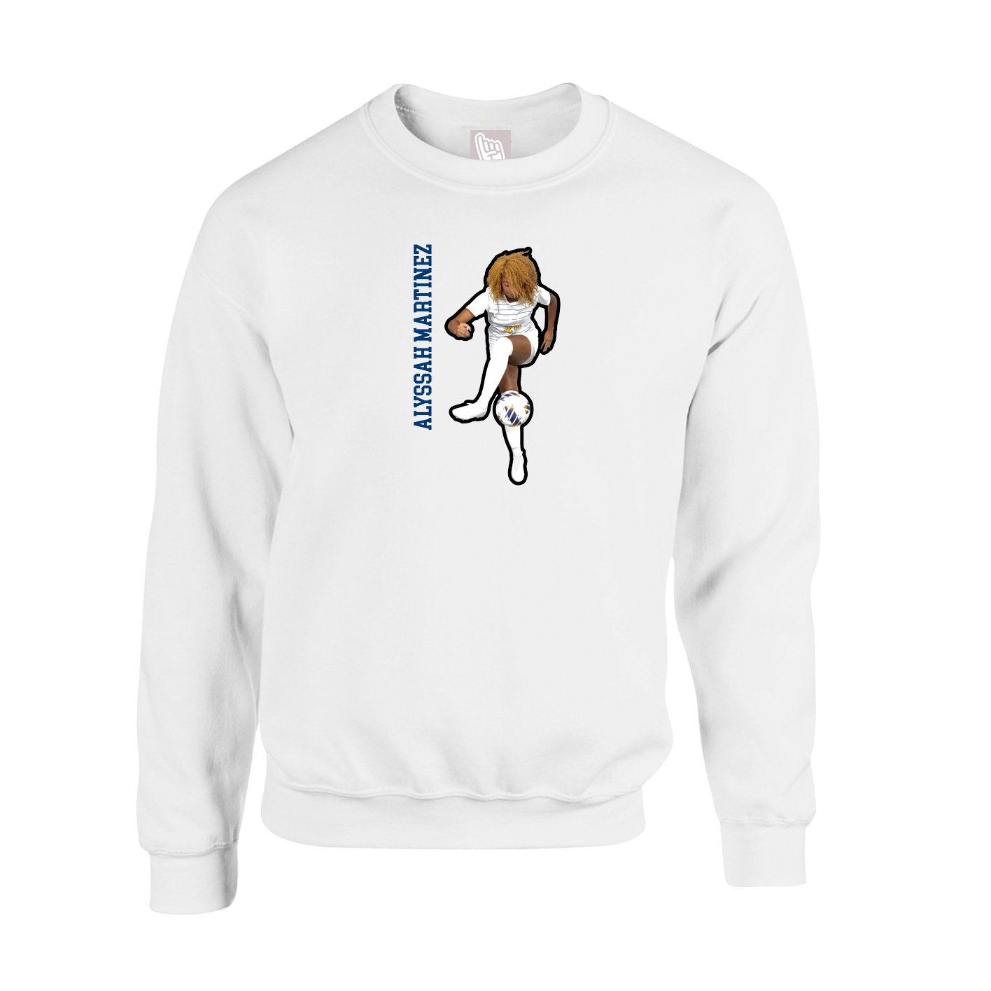 Fleece Crew — Name Vertical in White