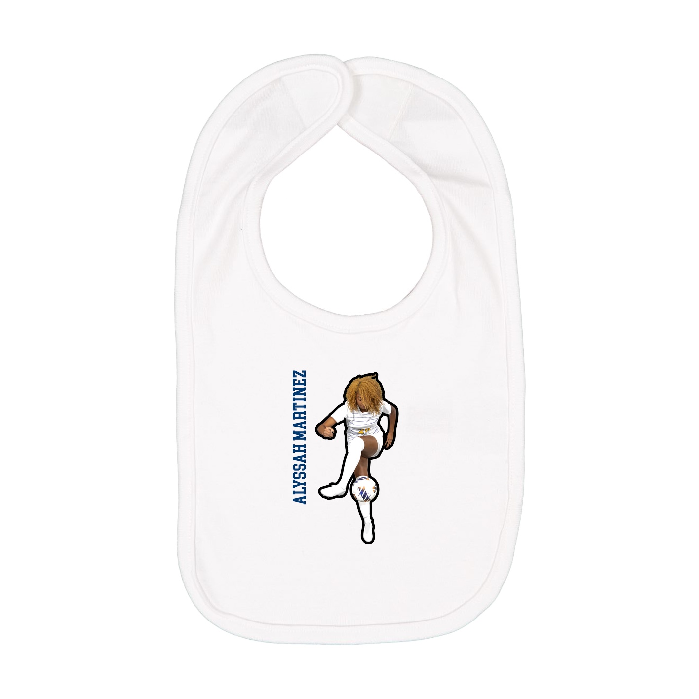 Infant Bib — Name Vertical in White