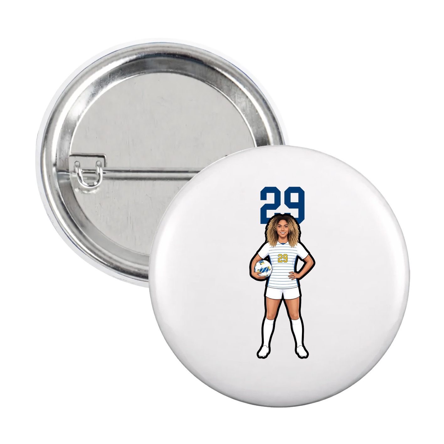 Game Day Button — Number Top in White