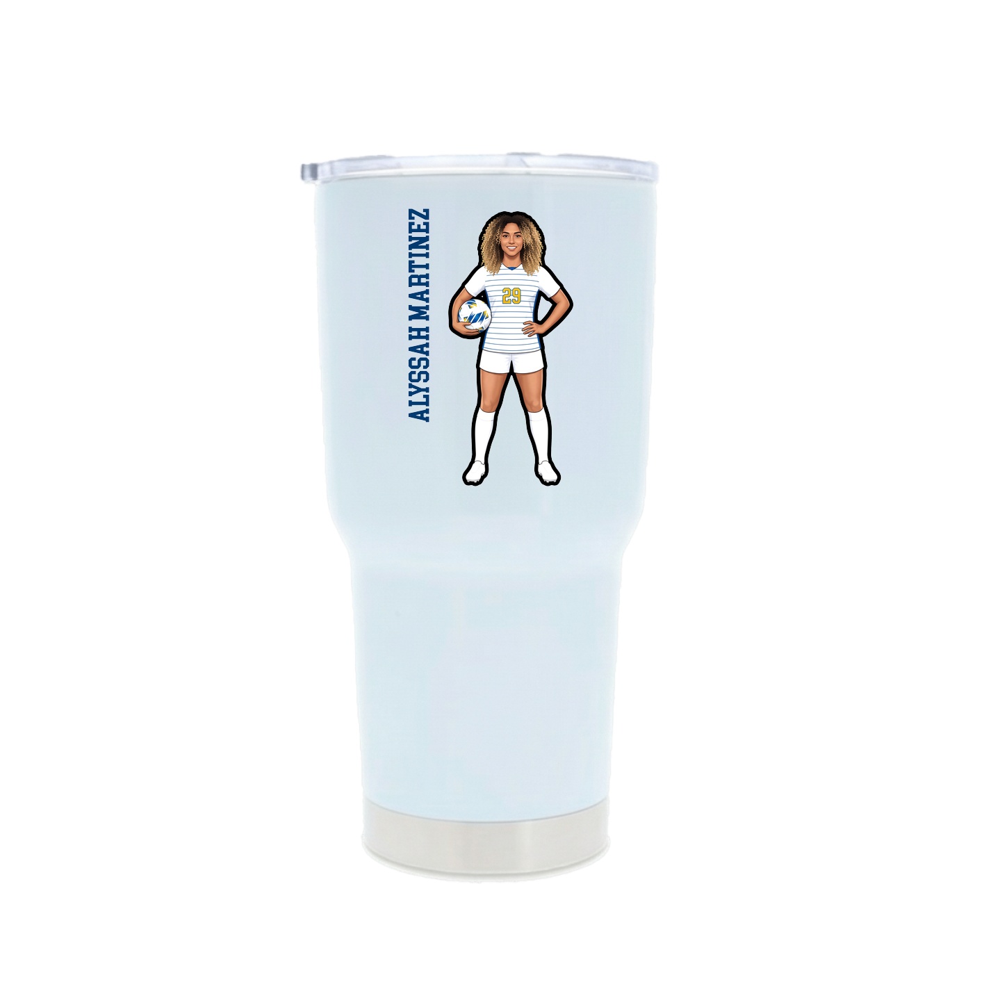 30oz Stainless Steel Tumbler — Name Vertical in White